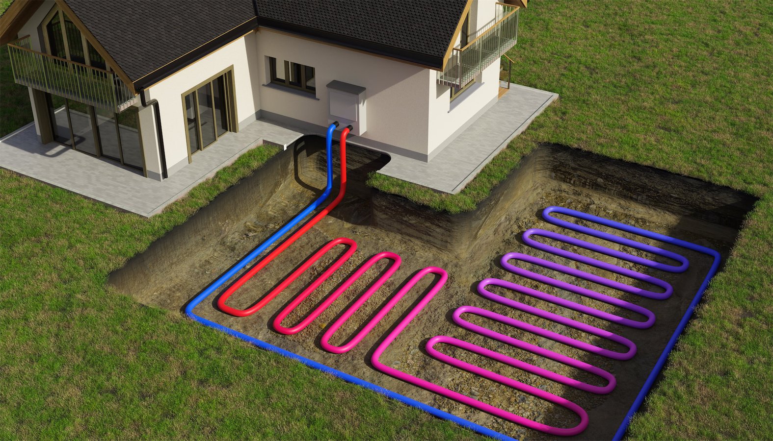 Geothermal pipes installation